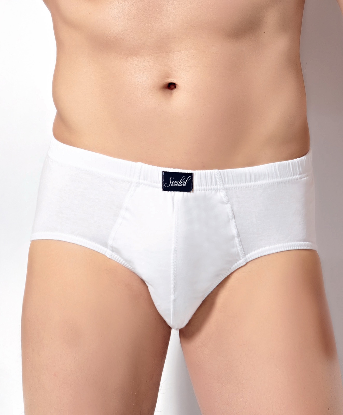 Sembol men's combed cotton brief with woven brand label